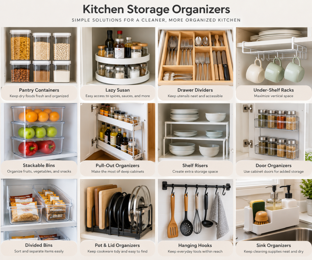 Storage bins and organizers
